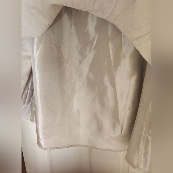 Sandra Darren 14 Cream LINEN Blend Lined Zipper Pleated Women Knee Length Dress - Picture 7 of 8